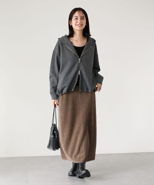 Green Parks(グリーンパークス)の「楽ちんシャギーIラインスカート(スカート・レディース・ブラウン/ブラック/アイボリー・FREE)」の12枚目の写真