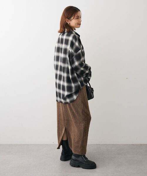 Green Parks(グリーンパークス)の「楽ちんシャギーIラインスカート(スカート・レディース・ブラウン/ブラック/アイボリー・FREE)」の14枚目の写真