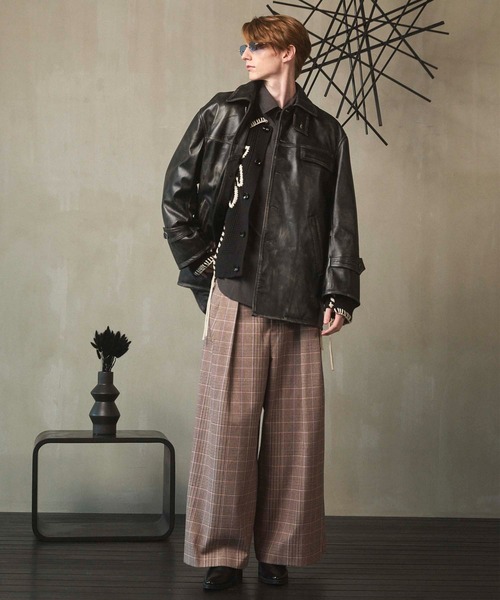 UNISEX》Oni-Waffle Flower Embroidery Prime-Over Collared