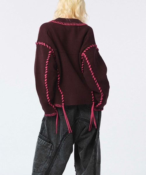 Bom Pastorオーダーメイド UNISEX》Oni-Waffle Flower Embroidery Prime-Over Collared