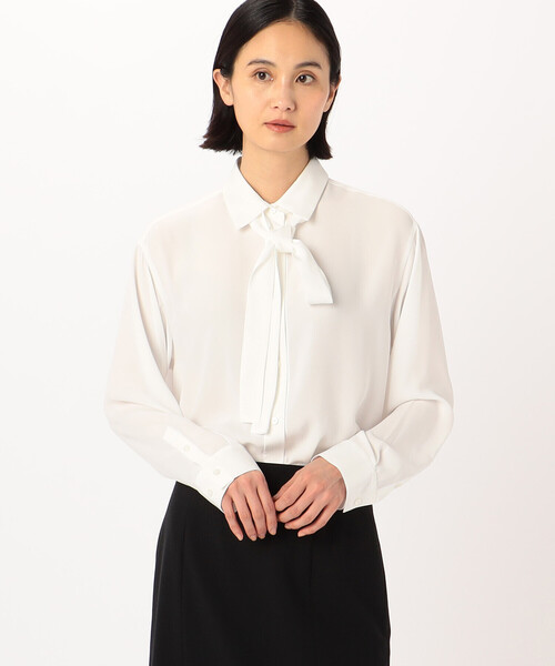 COMME CA(コムサ)の「バックサテンアムンゼン シャツ(シャツ/ブラウス・レディース・ホワイト・7号/9号/13号/11号/5号/15号)」の1枚目の写真