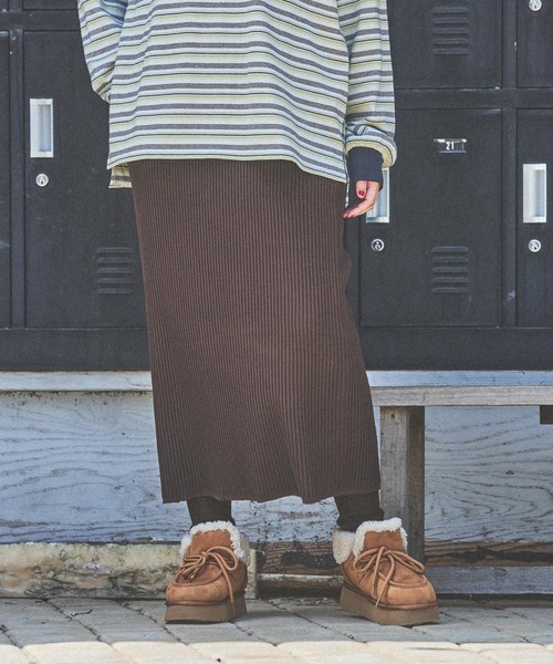 niko and...（ニコアンド）の「アソートリブニットスカート（スカート・レディース・ブラック/ブルー/ホワイト/ブラウン・LARGE/MEDIUM）」の3枚目の写真