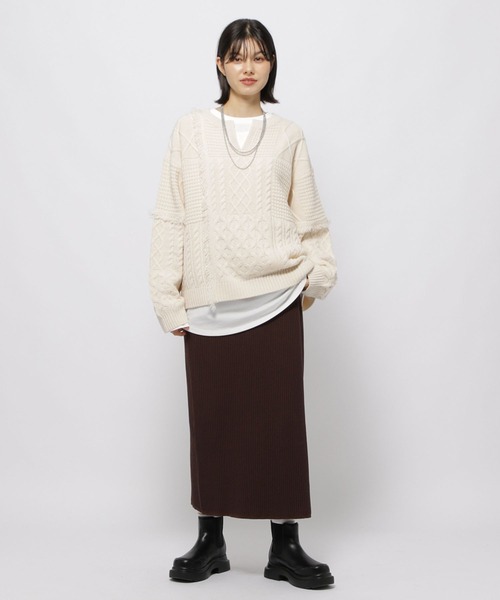 niko and...（ニコアンド）の「アソートリブニットスカート（スカート・レディース・ブラック/ブルー/ホワイト/ブラウン・LARGE/MEDIUM）」の22枚目の写真