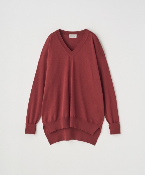 ジョンスメドレー JOHN SMEDLEY バーガンディ ニット　セーター　S 長袖 Vネックニット（ニット/セーター）｜JOHN SMEDLEY（ジョン
