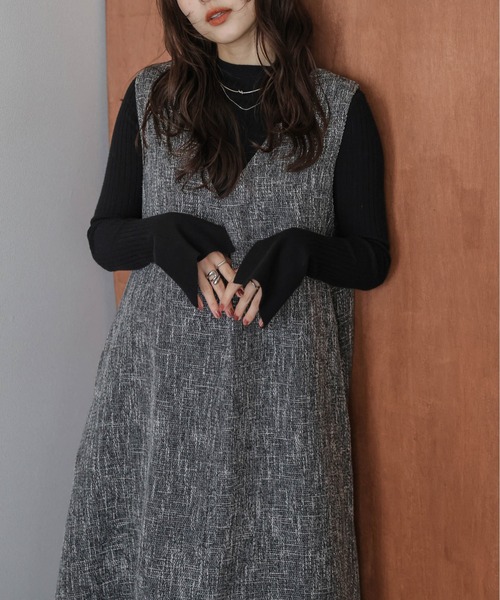 ツイードフレアジャンパースカート（ジャンパースカート）｜AMELY