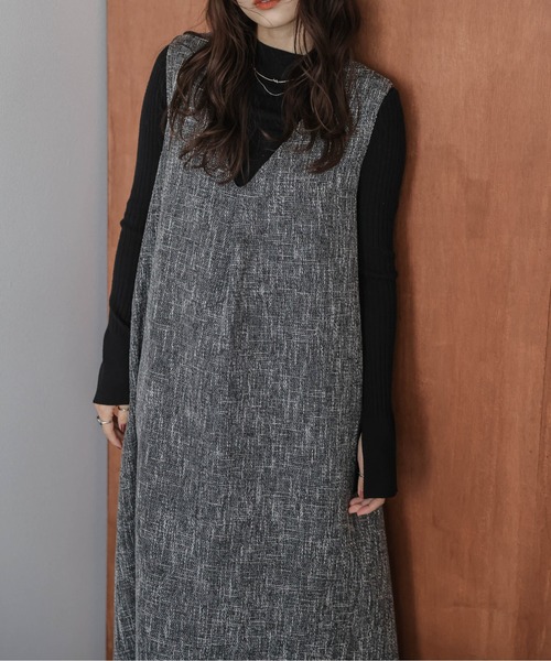 AMELY（エミリー）の「ツイードフレアジャンパースカート（ジャンパースカート・レディース・ブラック/ブラウン/オフホワイト・フリー）」の10枚目の写真