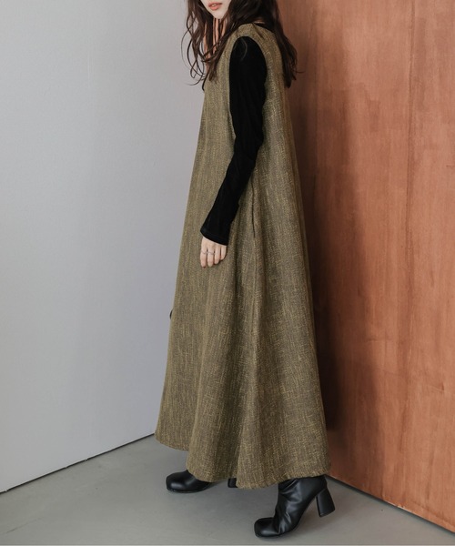 AMELY（エミリー）の「ツイードフレアジャンパースカート（ジャンパースカート・レディース・ブラック/ブラウン/オフホワイト・フリー）」の13枚目の写真