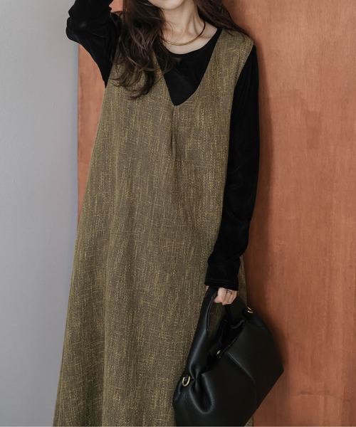 AMELY（エミリー）の「ツイードフレアジャンパースカート（ジャンパースカート・レディース・ブラック/ブラウン/オフホワイト・フリー）」の15枚目の写真
