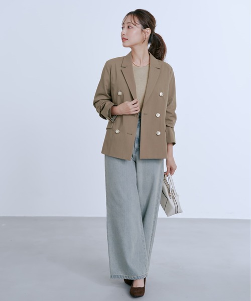 コヒナ cohina ゴールドボタン　ダブルジャケット　テーラードジャケット セール】ゴールドボタンダブルジャケット 【低身長・小柄女性