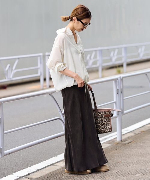 FRAMeWORK（フレームワーク）の「≪追加≫シルキーキュプラバイアススカート 2（スカート・レディース・ブラウン/ホワイト系その他/ブラック・38/36/40）」の8枚目の写真