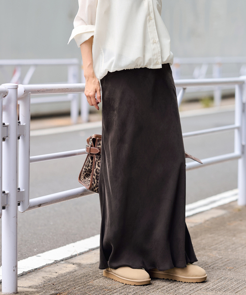 FRAMeWORK（フレームワーク）の「≪追加≫シルキーキュプラバイアススカート 2（スカート・レディース・ブラウン/ホワイト系その他/ブラック・38/36/40）」の10枚目の写真