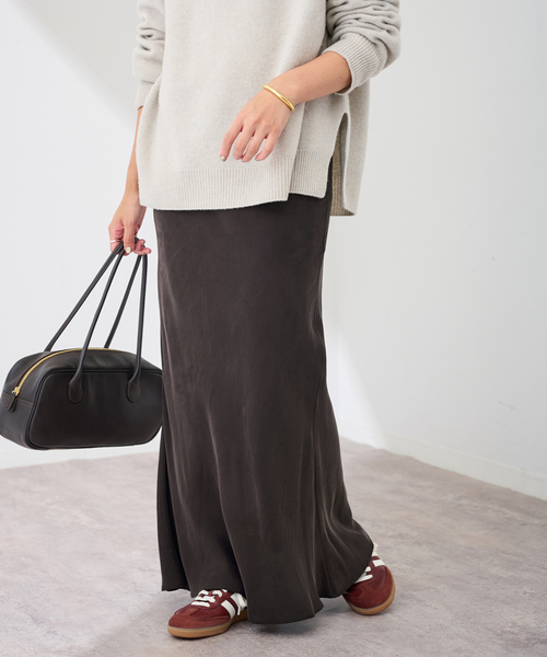 FRAMeWORK（フレームワーク）の「≪追加≫シルキーキュプラバイアススカート 2（スカート・レディース・ブラウン/ホワイト系その他/ブラック・38/36/40）」の14枚目の写真