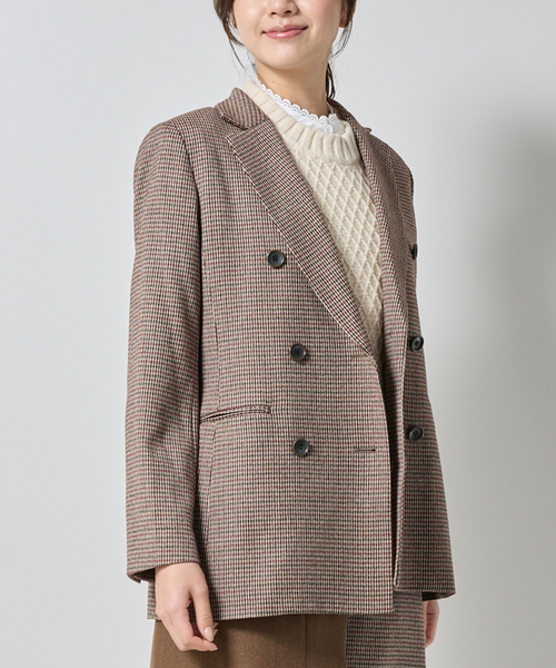 NARACAMICIE(ナラカミーチェ)の「【NARACAMICIE】【セットアップ対応】チェックダブルブレストジャケット(ダウンジャケット/コート・レディース・ブラウン/グレー・L/M)」の2枚目の写真
