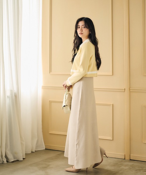 12Twelve Agenda（トゥエルブ　アジェンダ）の「シャギー衿ニットワンピース×ノーカラーカーディガンセット（ワンピース・レディース・ブラック/イエロー・M）」の13枚目の写真