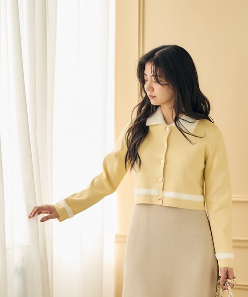 12Twelve Agenda（トゥエルブ　アジェンダ）の「シャギー衿ニットワンピース×ノーカラーカーディガンセット（ワンピース・レディース・ブラック/イエロー・M）」の15枚目の写真
