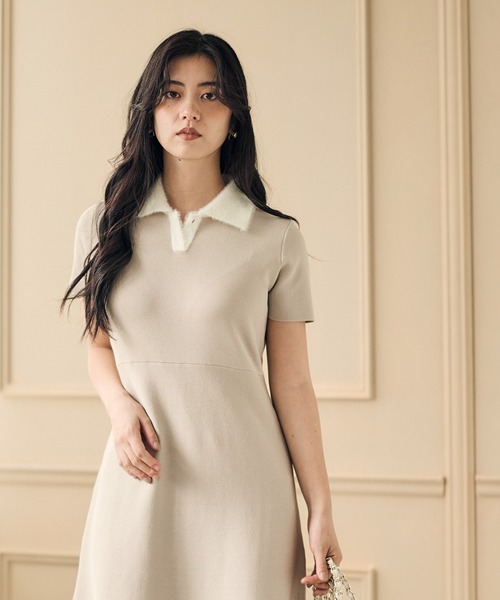 12Twelve Agenda（トゥエルブ　アジェンダ）の「シャギー衿ニットワンピース×ノーカラーカーディガンセット（ワンピース・レディース・ブラック/イエロー・M）」の17枚目の写真