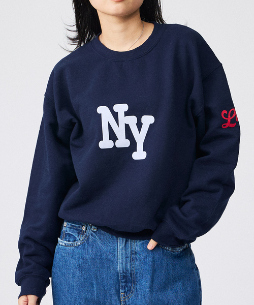 Le Melange/ル・メランジュ】裏起毛ロゴプリントスウェットシャツ