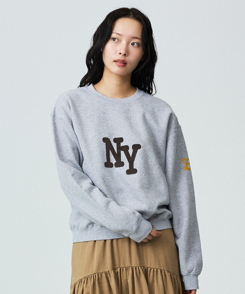 Le Melange/ル・メランジュ】裏起毛ロゴプリントスウェットシャツ