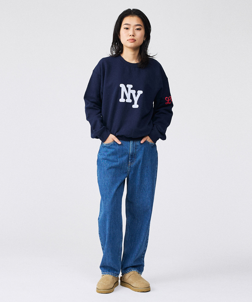 Le Melange/ル・メランジュ】裏起毛ロゴプリントスウェットシャツ