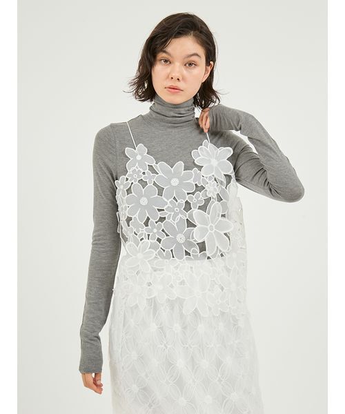 emmi（エミ）の「フラワーオーガンジービスチェ（その他トップス・レディース・ホワイト/ライム/ブラック・F）」の5枚目の写真