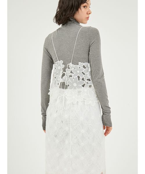 emmi（エミ）の「フラワーオーガンジービスチェ（その他トップス・レディース・ホワイト/ライム/ブラック・F）」の6枚目の写真