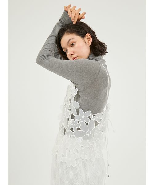 emmi（エミ）の「フラワーオーガンジービスチェ（その他トップス・レディース・ホワイト/ライム/ブラック・F）」の7枚目の写真