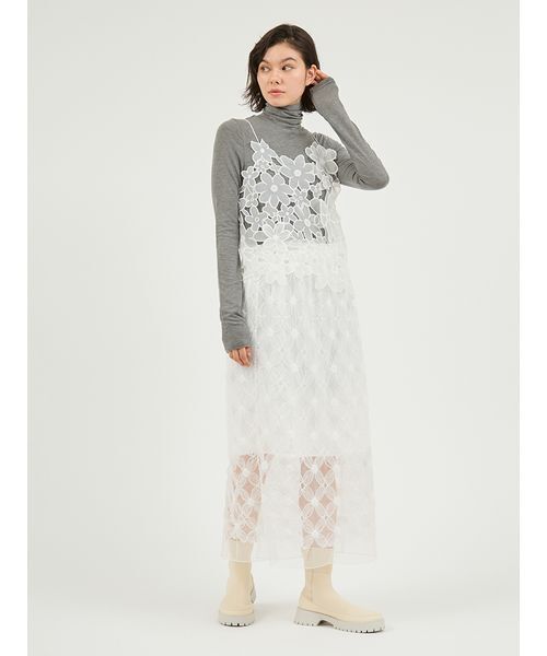 emmi（エミ）の「フラワーオーガンジービスチェ（その他トップス・レディース・ホワイト/ライム/ブラック・F）」の15枚目の写真