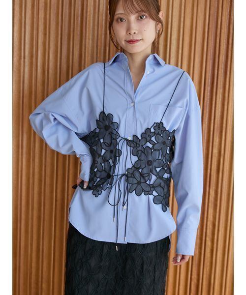 emmi（エミ）の「フラワーオーガンジービスチェ（その他トップス・レディース・ホワイト/ライム/ブラック・F）」の21枚目の写真