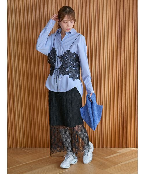 emmi（エミ）の「フラワーオーガンジービスチェ（その他トップス・レディース・ホワイト/ライム/ブラック・F）」の22枚目の写真