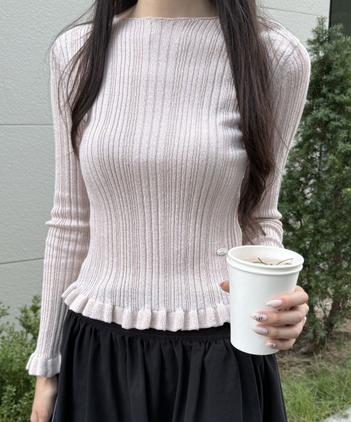TTUDEMENT（トュードメント）の「GLITTER BOATNECK RIB KNIT_PINK（ニット/セーター・レディース・その他・FREE）」の2枚目の写真