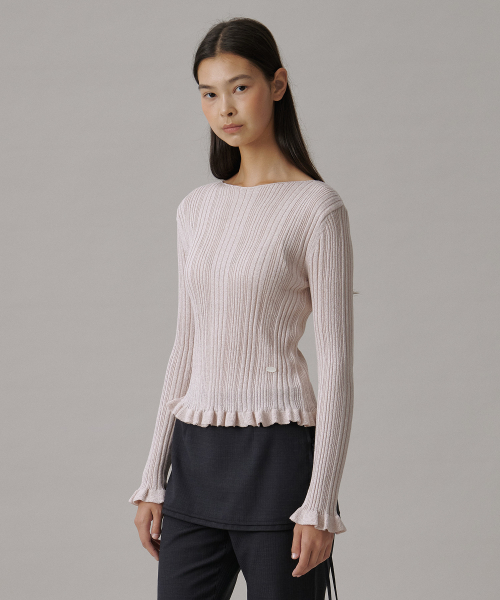 TTUDEMENT（トュードメント）の「GLITTER BOATNECK RIB KNIT_PINK（ニット/セーター・レディース・その他・FREE）」の3枚目の写真