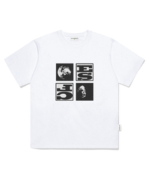 スクエアムーンプリントオーバーサイズ半袖Tシャツホワイト