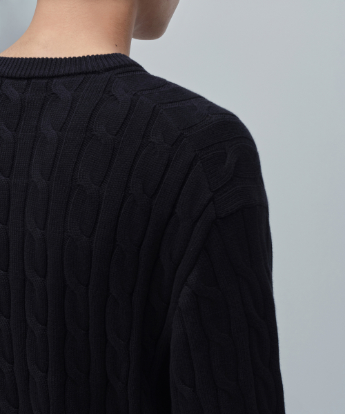 MUSINSA STANDARD（ムシンサスタンダード）の「コットンケーブルクルーネックニット[ブラック]（ニット/セーター・メンズ・その他・SMALL/MEDIUM/LARGE/X-LARGE/XX-LARGE）」の5枚目の写真
