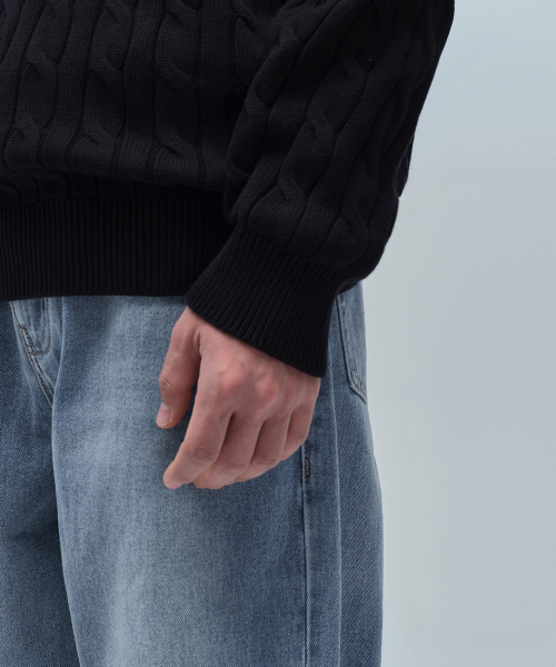 MUSINSA STANDARD（ムシンサスタンダード）の「コットンケーブルクルーネックニット[ブラック]（ニット/セーター・メンズ・その他・SMALL/MEDIUM/LARGE/X-LARGE/XX-LARGE）」の6枚目の写真