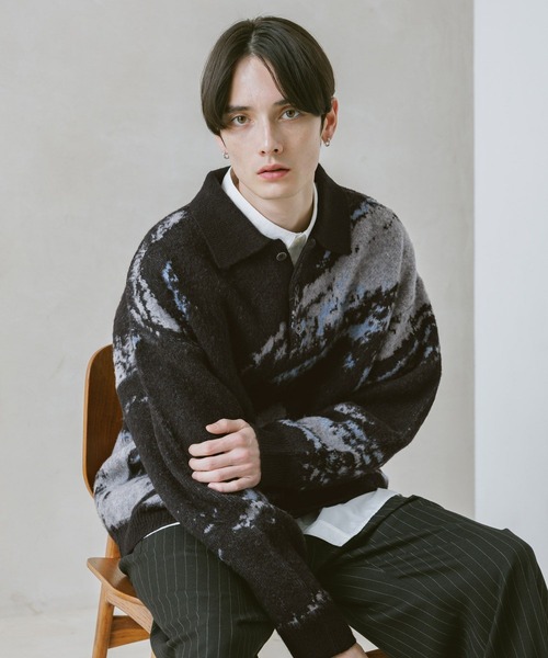 RAGEBLUE（レイジブルー）の「WOOLYガラニットポロ（ポロシャツ・メンズ・ブラック系その他5/グレー系その他/ブラック系その他/ライトブルー・LARGE/MEDIUM/SMALL）」の2枚目の写真