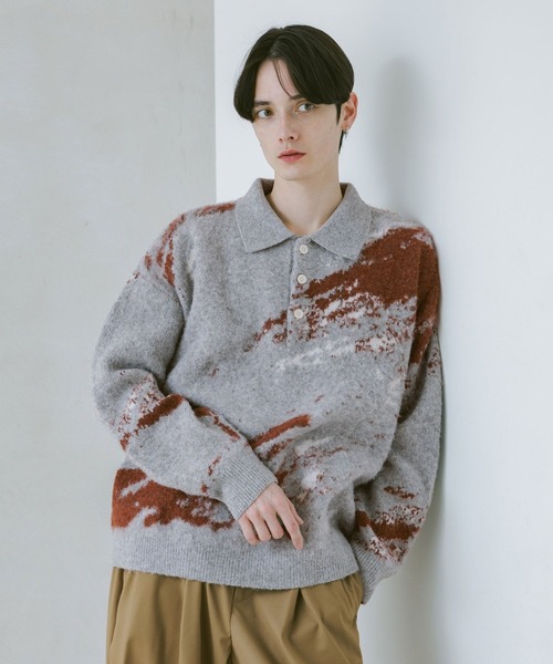 RAGEBLUE（レイジブルー）の「WOOLYガラニットポロ（ポロシャツ・メンズ・ブラック系その他5/グレー系その他/ブラック系その他/ライトブルー・LARGE/MEDIUM/SMALL）」の4枚目の写真