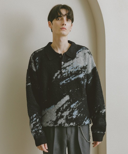 RAGEBLUE（レイジブルー）の「WOOLYガラニットポロ（ポロシャツ・メンズ・ブラック系その他5/グレー系その他/ブラック系その他/ライトブルー・LARGE/MEDIUM/SMALL）」の14枚目の写真