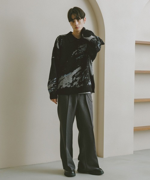 RAGEBLUE（レイジブルー）の「WOOLYガラニットポロ（ポロシャツ・メンズ・ブラック系その他5/グレー系その他/ブラック系その他/ライトブルー・LARGE/MEDIUM/SMALL）」の5枚目の写真