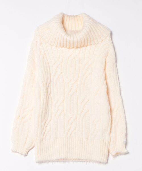 MIRROR STOKE（ミラーストーク）の「【ZOZO限定】2WAY CABLE OFF‐SHOULDER KNIT/ツーウェイケーブルオフショルダーニット（ニット/セーター・レディース・グレー/レッド/アイボリー・MEDIUM）」の5枚目の写真