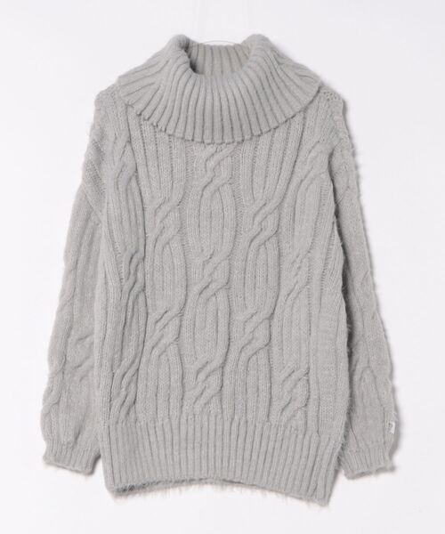 MIRROR STOKE（ミラーストーク）の「【ZOZO限定】2WAY CABLE OFF‐SHOULDER KNIT/ツーウェイケーブルオフショルダーニット（ニット/セーター・レディース・グレー/レッド/アイボリー・MEDIUM）」の6枚目の写真