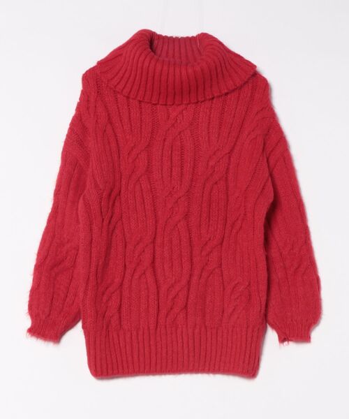 MIRROR STOKE（ミラーストーク）の「【ZOZO限定】2WAY CABLE OFF‐SHOULDER KNIT/ツーウェイケーブルオフショルダーニット（ニット/セーター・レディース・グレー/レッド/アイボリー・MEDIUM）」の7枚目の写真