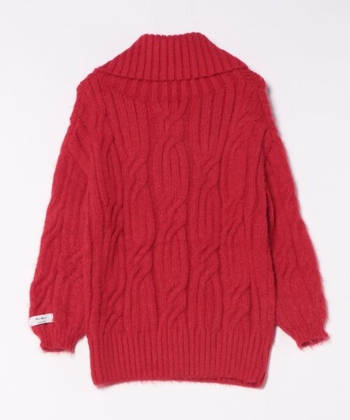 MIRROR STOKE（ミラーストーク）の「【ZOZO限定】2WAY CABLE OFF‐SHOULDER KNIT/ツーウェイケーブルオフショルダーニット（ニット/セーター・レディース・グレー/レッド/アイボリー・MEDIUM）」の8枚目の写真
