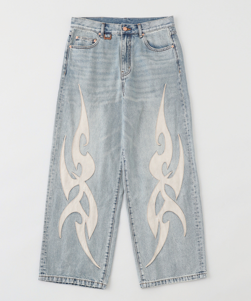 セール】SUPPLIER / サプライヤー Cross Leather Baggy Denim（デニム