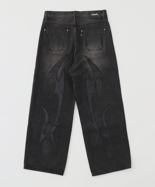 セール】SUPPLIER / サプライヤー Cross Leather Baggy Denim（デニム