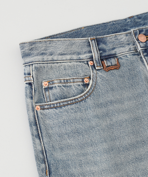 SUPPLIER（サプライヤー）の「SUPPLIER / サプライヤー Cross Leather Baggy Denim（デニムパンツ・メンズ・ブラック/ブルー・MEDIUM/LARGE）」の5枚目の写真