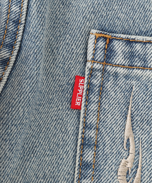SUPPLIER（サプライヤー）の「SUPPLIER / サプライヤー Cross Leather Baggy Denim（デニムパンツ・メンズ・ブラック/ブルー・MEDIUM/LARGE）」の10枚目の写真
