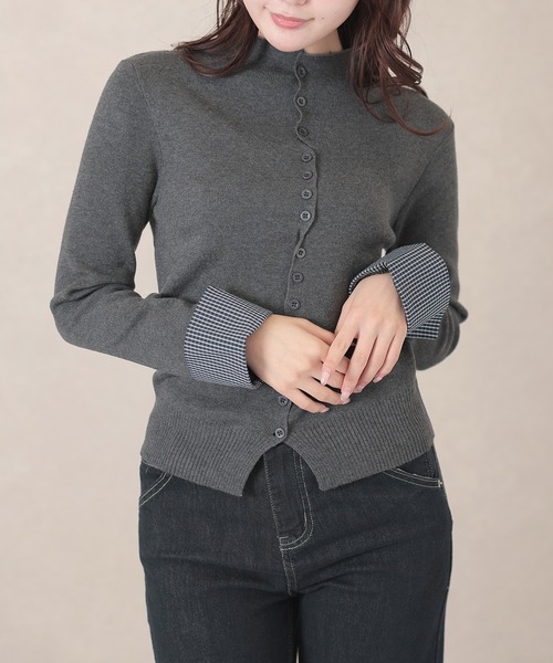 Lace Ladies（レースレディース）の「2WAY クルーネック 袖付き フェイクレイヤード トップス（ニット/セーター・レディース・ネイビー/グレー・FREE）」の8枚目の写真