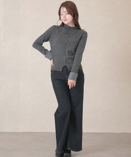 Lace Ladies（レースレディース）の「2WAY クルーネック 袖付き フェイクレイヤード トップス（ニット/セーター・レディース・ネイビー/グレー・FREE）」の9枚目の写真