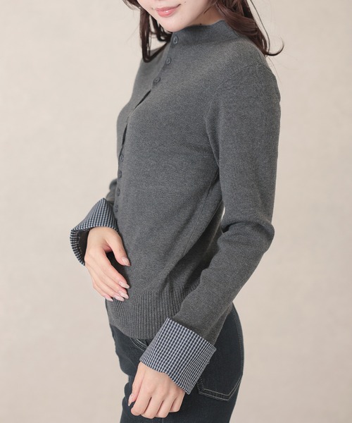 Lace Ladies（レースレディース）の「2WAY クルーネック 袖付き フェイクレイヤード トップス（ニット/セーター・レディース・ネイビー/グレー・FREE）」の10枚目の写真