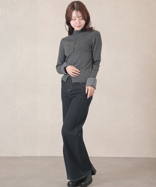 Lace Ladies（レースレディース）の「2WAY クルーネック 袖付き フェイクレイヤード トップス（ニット/セーター・レディース・ネイビー/グレー・FREE）」の11枚目の写真